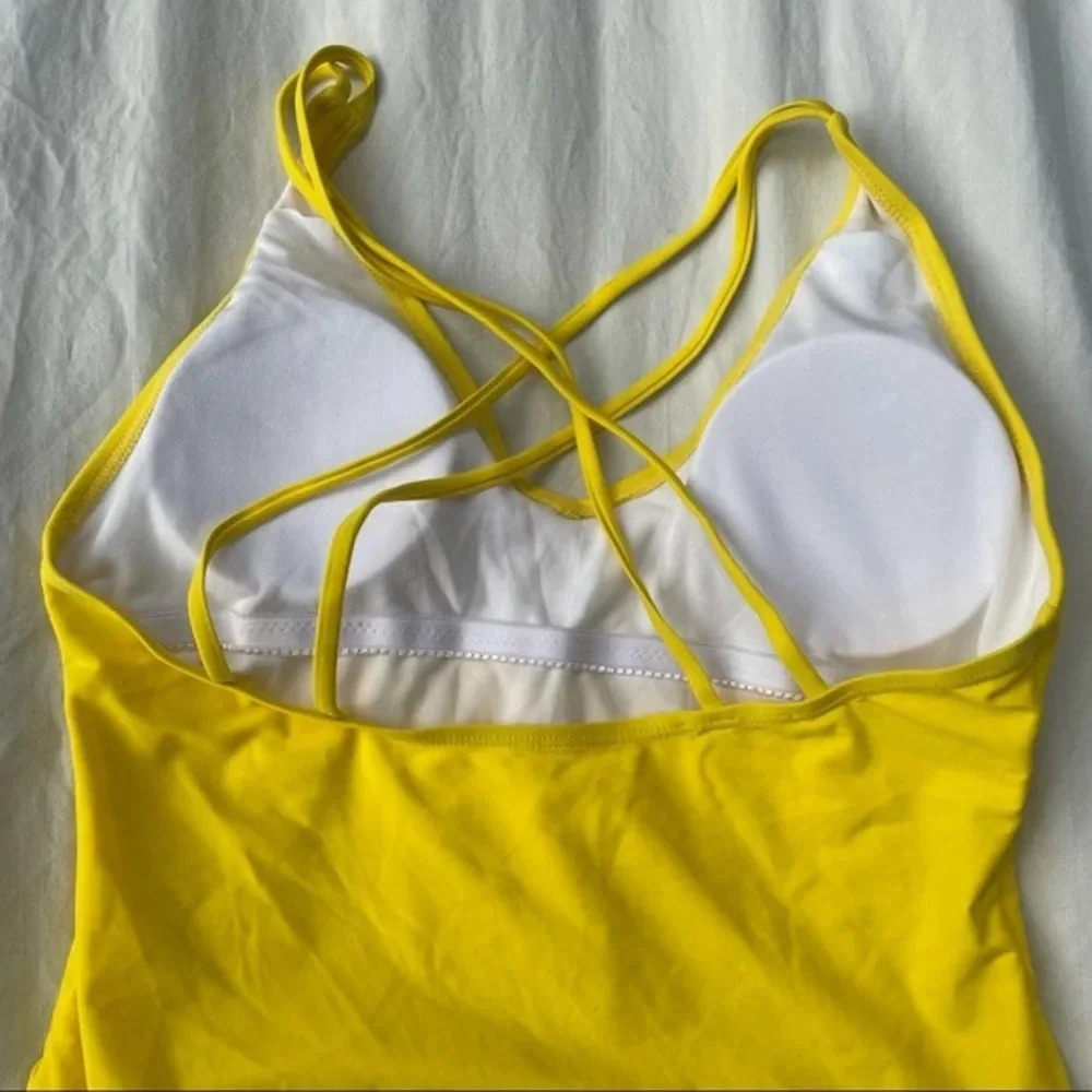 Mama Yellow Graphic One apiece Bathing Suit Swimwear L New - Picture 5 of 8